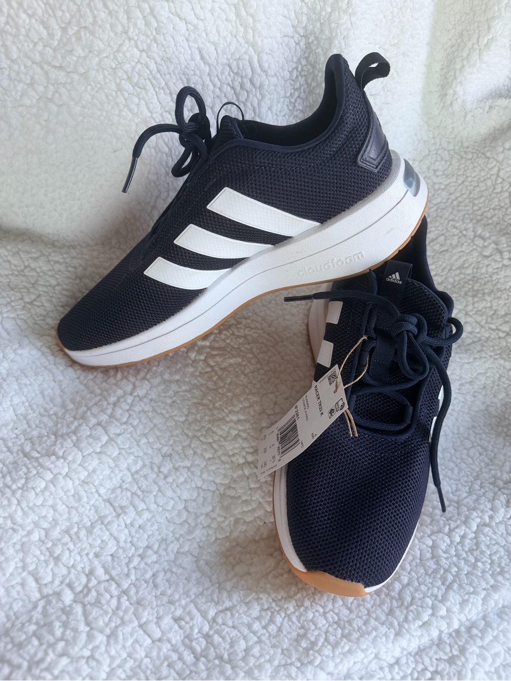 adidas Navy Racer TR23 and White Men's Cloudfoam Running Sneakers